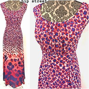 DB Sleeveless Gathered Scoop Neck Floral Chiffon Maxi Dress 14